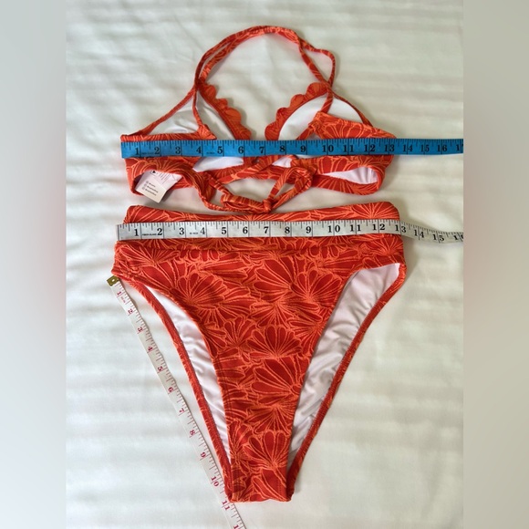 NWT Bikini Set for Women Bathing Suit High Waisted Scalloped V Neck Two Pieces S - Picture 13 of 17